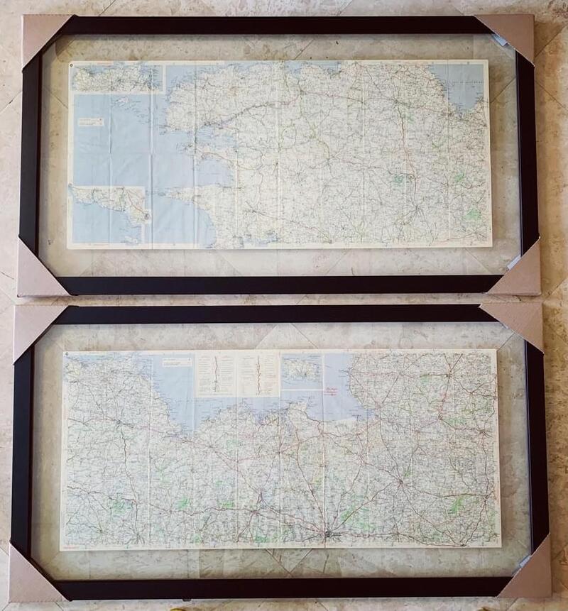 Framed Vintage Michelin Maps