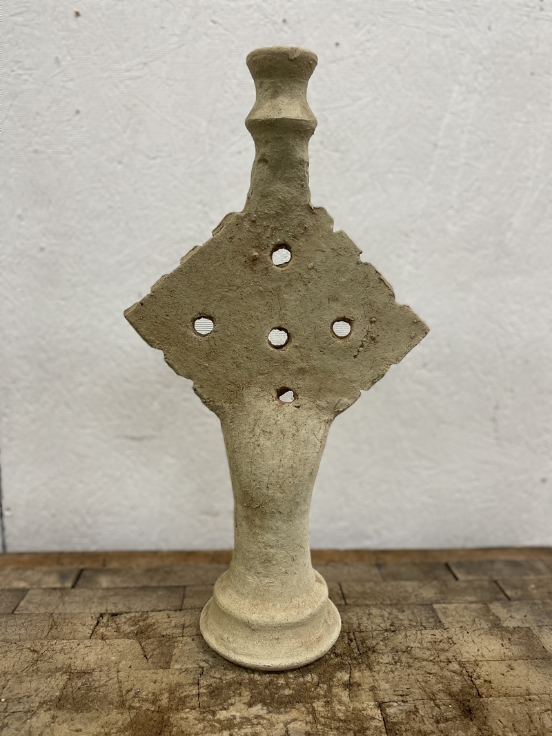 Moroccan pottery candlestick 