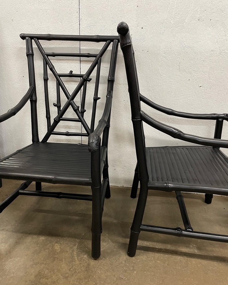 Pair of faux bamboo armchairs