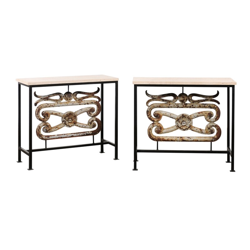 1860s French Iron Consoles Pair