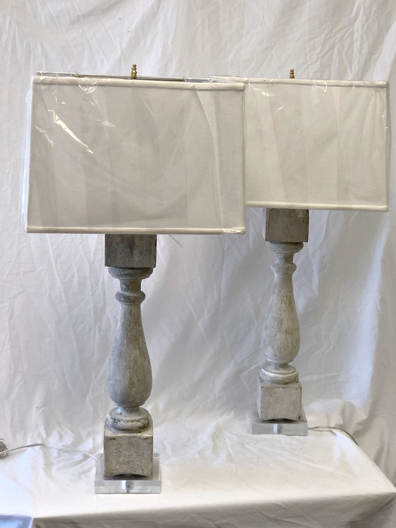 White Painted Baluster Lamps