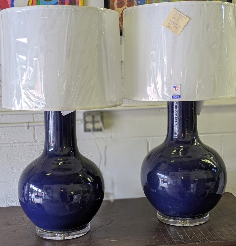 Large Blue Pottery  Lamps