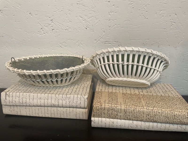 Pair of small creamware with liners