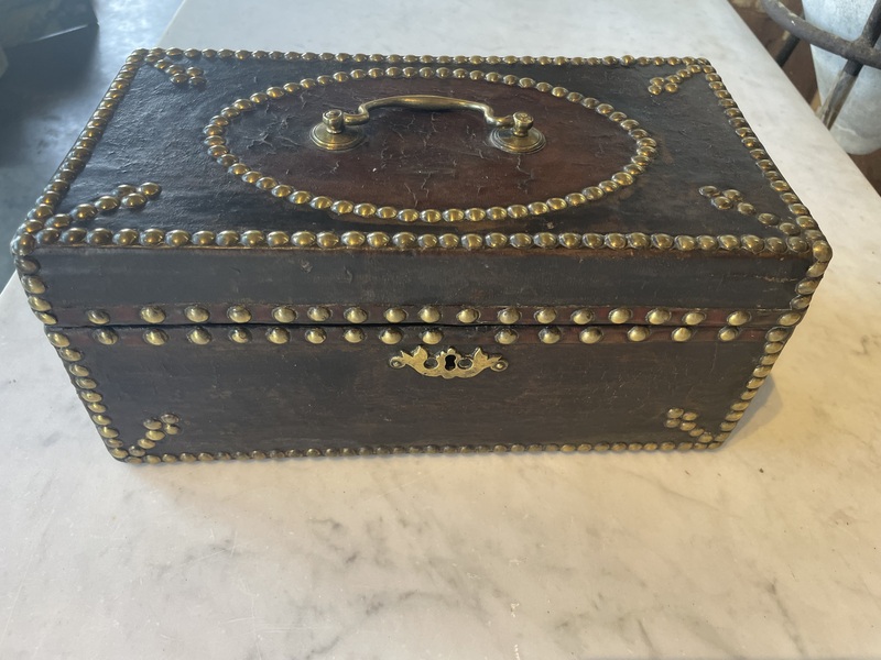 Black leather box with studs